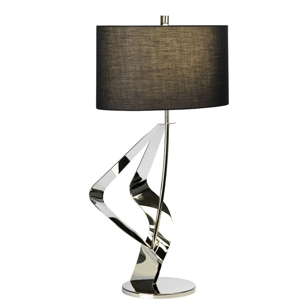 Loops Table Lamp Black Shade Highly Polished Nickel Finish Led E27 60W Bulb
