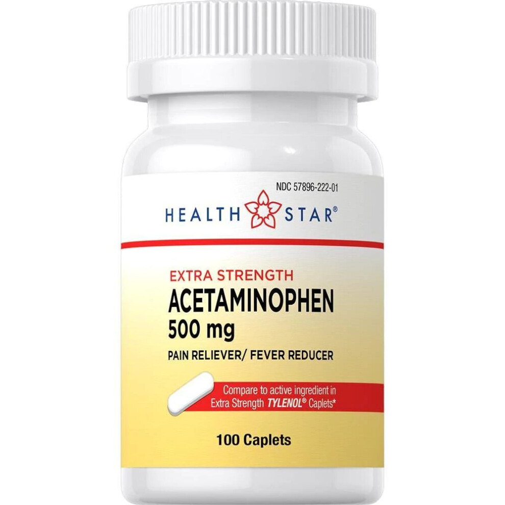 Acetaminophen Extra Strength 500 mg, Compare to TYLENOL , 100 Caplets, USA import