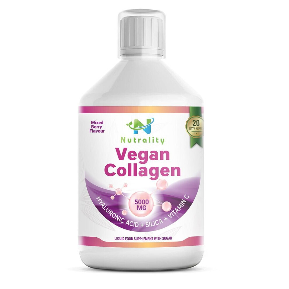 Nutrality Vegan Collagen Liquid Supplement - Premium-Grade 5000Mg Hydrolyzed Collagen Peptides With Silica, Biotin, Vitamin C, D3, E - Healthy Skin, H