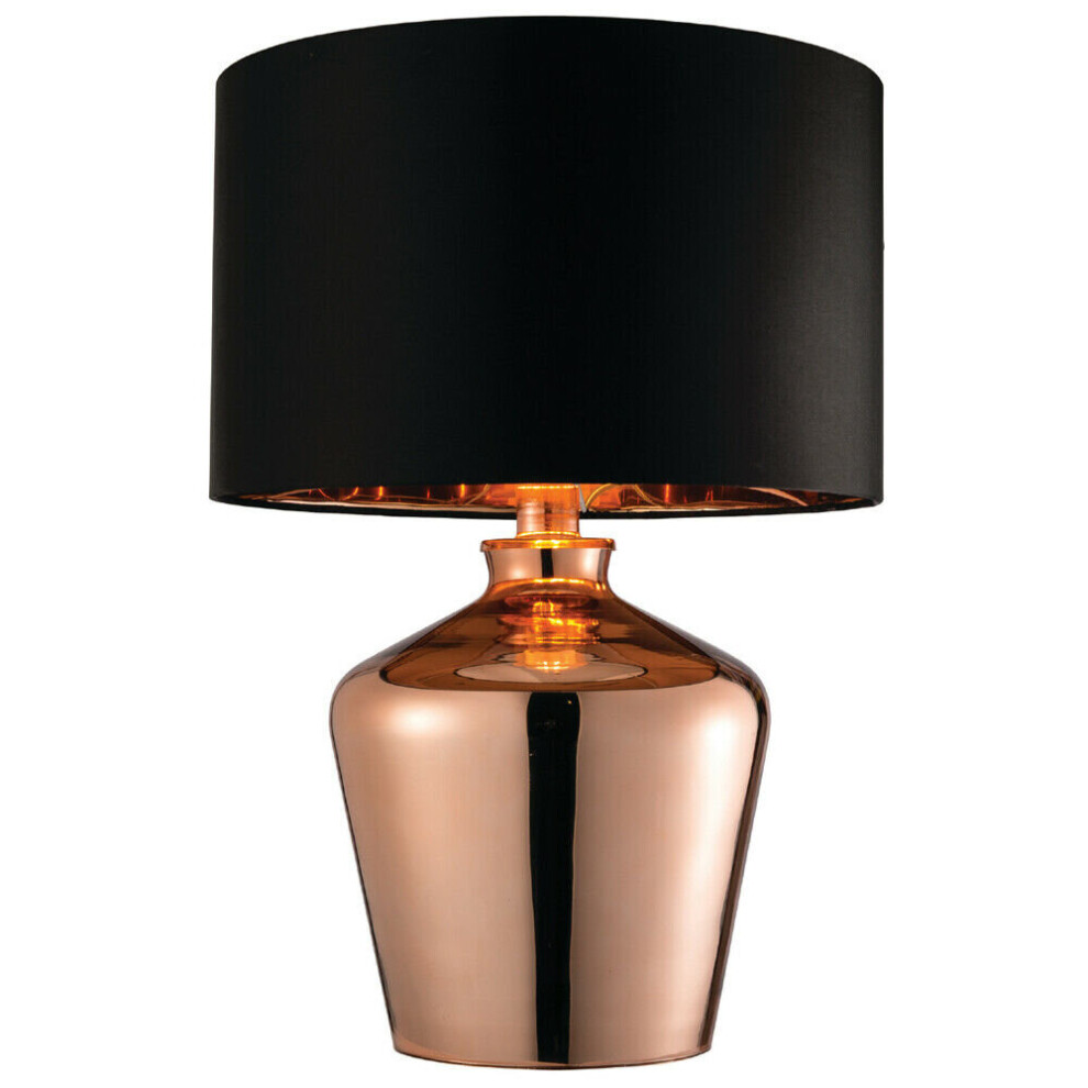 Modern Mirror Table Lamp Gloss Copper Glass & Black Shade Feature Bedside Light-image-OPC-P97DR85-NEW