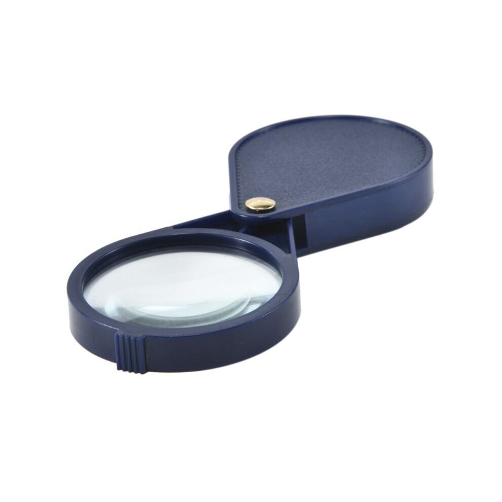 (Blue) 10X Folding Pocket Glass Magnifier Loupe Lens with Keychain Portable