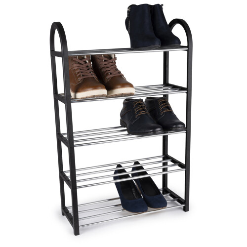 Vivo Alpina - Skohylde / stativ / stativ 5 niveauer 50x20x77 cm (Sølv / Sort) 1