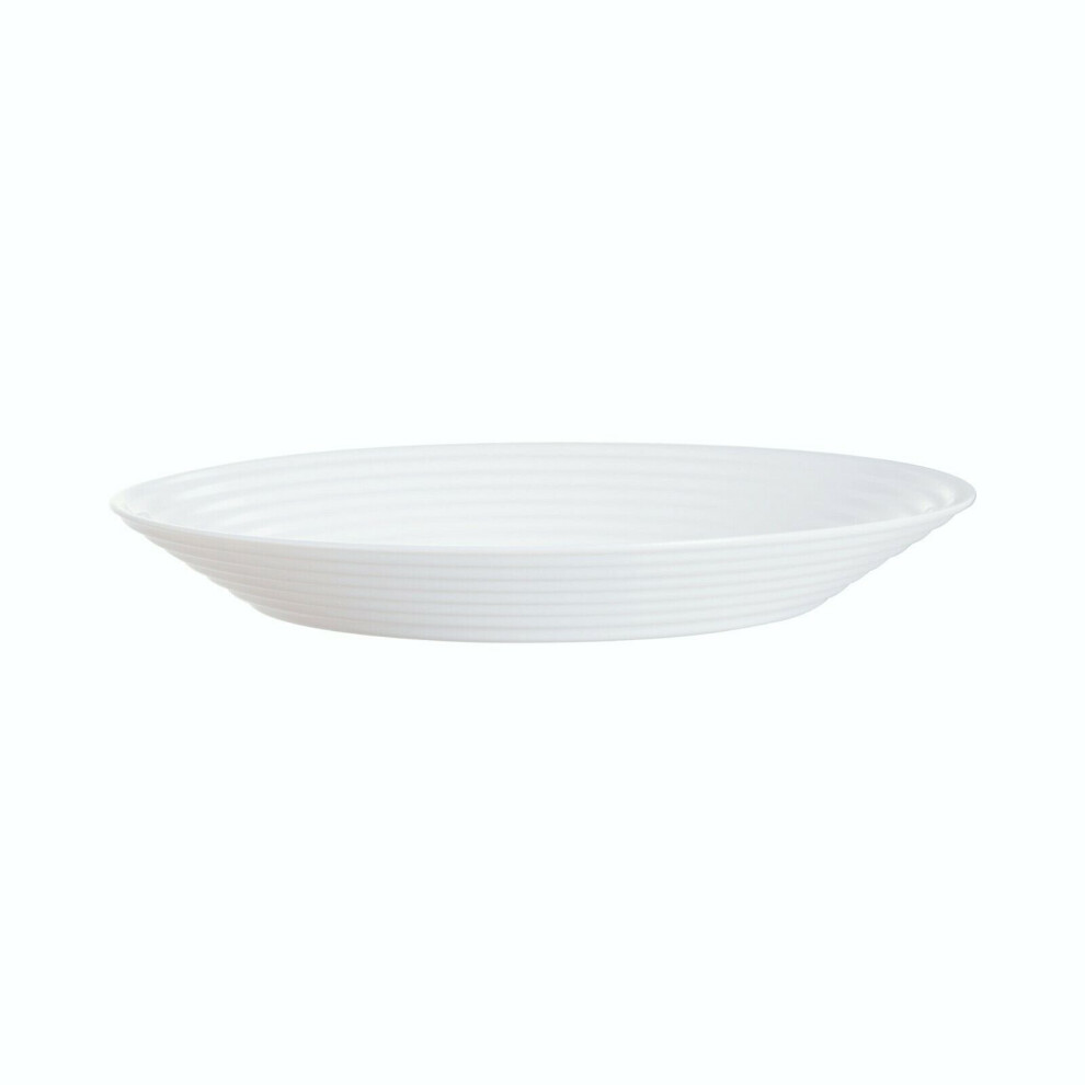 (White, 6 Soup Bowls) Luminarc Harena Lined 18pc Opal Glass Dinner Set