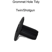 5x Black Twin/Shotgun Cable Grommet - Hole Tidy Cover for Brick/Wall, Indoor/Outdoor, Seals Insects, Fits up to 2 x 7mm Cables, CCTV Ready