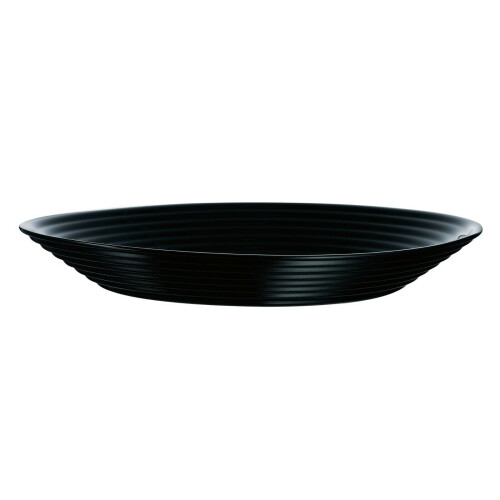 (Black, 6 Soup Bowls) Luminarc Harena Lined 18pc Opal Glass Dinner Set