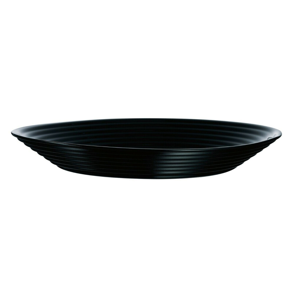 (Black, 6 Soup Bowls) Luminarc Harena Lined 18pc Opal Glass Dinner Set
