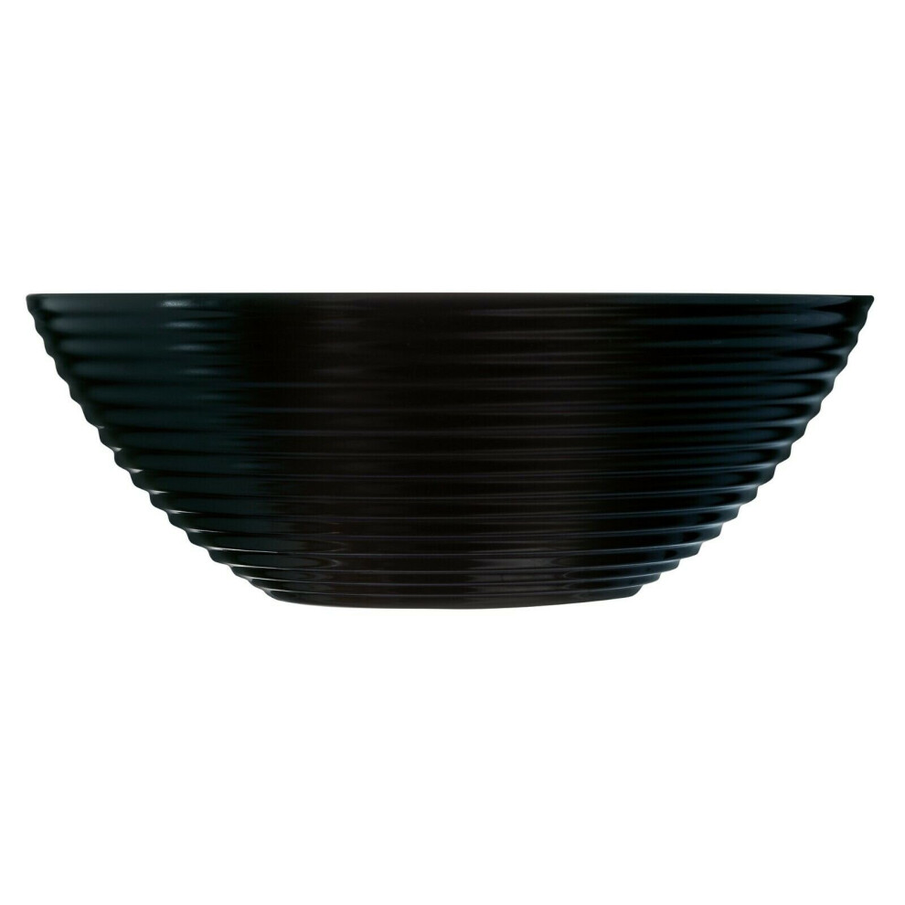 (Black, 6 Soup Bowls) Luminarc Harena Lined 18pc Opal Glass Dinner Set