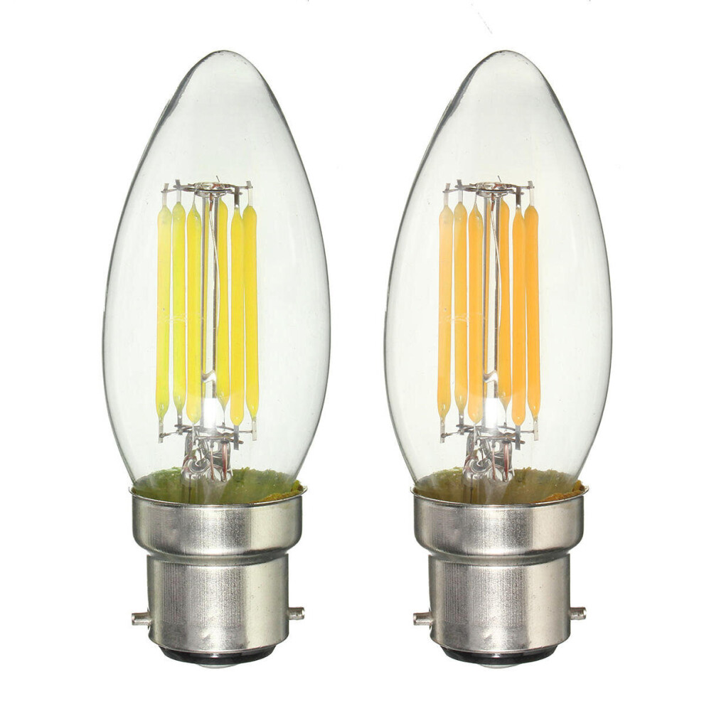 (Pure white) Dimmable B22 C35 6W COB Pure White Warm White Edison Retro Light Lamp Bulb AC220V