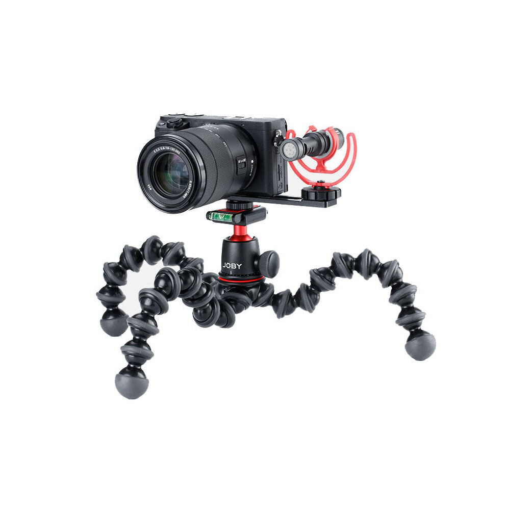 Microphone Mount Plate Bracket Holder Extension Bar with Cold Shoe 1/4-20 Tripod Hole for DSLR Camera