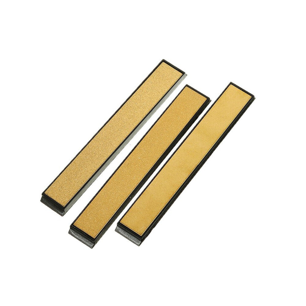 3Pcs Titanium Coated Diamond Knifes Sharpener 80/600/1000 Grit Angle Sharpening Sharpen Stone Whetstone Bar with Base