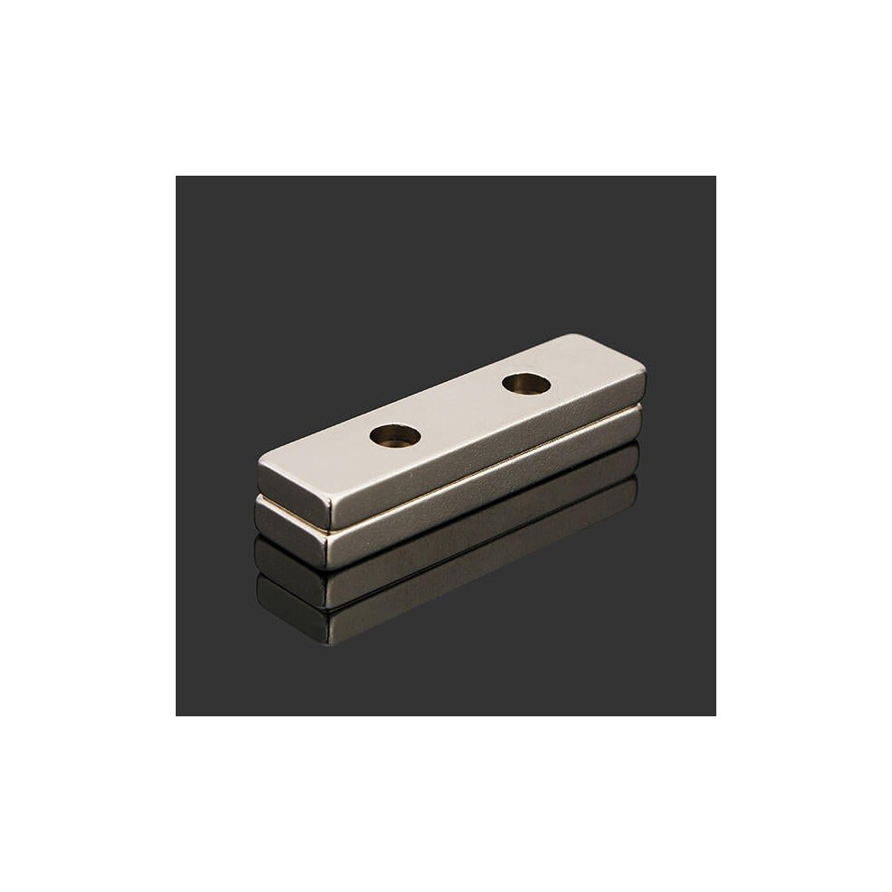2Pcs N35 40X10x4mm Strong Block Magnets Countersunk Rare Earth Neodymium Magnets With 2 Holes 3654659404824