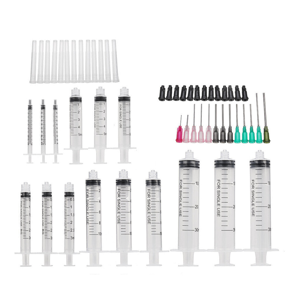 54Pcs/Set Dispensing Needle Kits Blunt Tip Syringe Needles Cap for Refilling and Measuring Liquids Industrial Glue Applicator