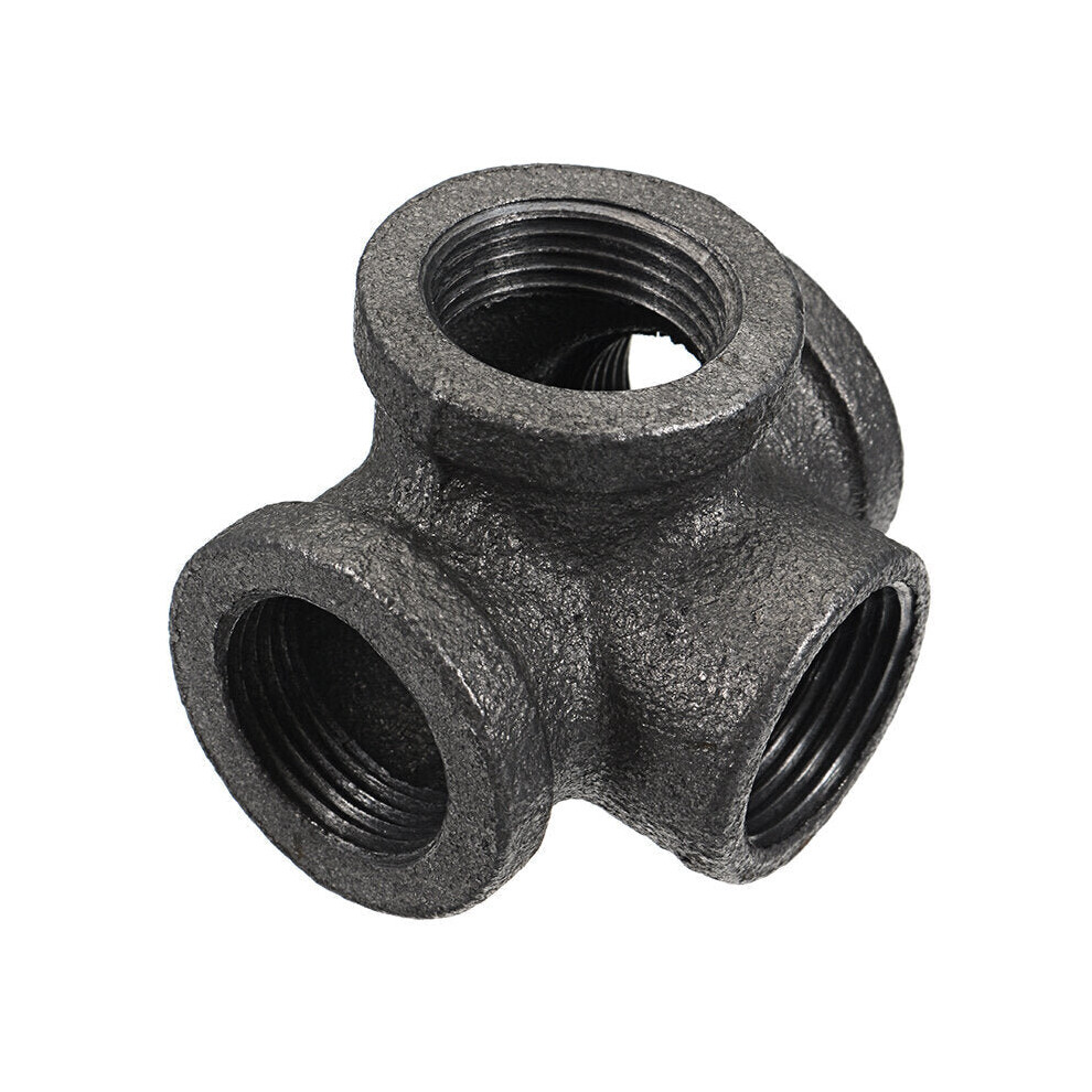 (1/2 Inch) 1/2" 3/4" 1" 4 Way Pipe Fitting Malleable Iron Black Side Outlet Tee Female Tube Connector