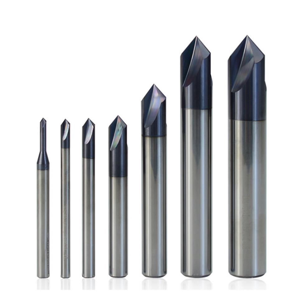 (4mm) 90 Degree Chamfer End Mill 3 Flute 2-12mm Carbide CNC Deburring Router Bit for Engraving Chamering Milling Cutter