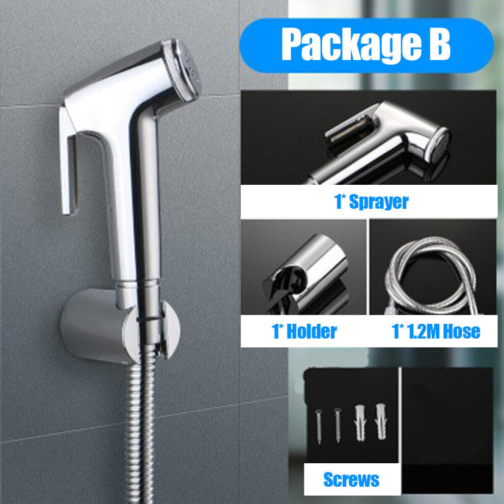 (Sprayer + Holder + 1.2M Hose) ABS Hand Held Bidet Spray Toilet Attachment Diaper Sprayer Hose Holder Bathroom