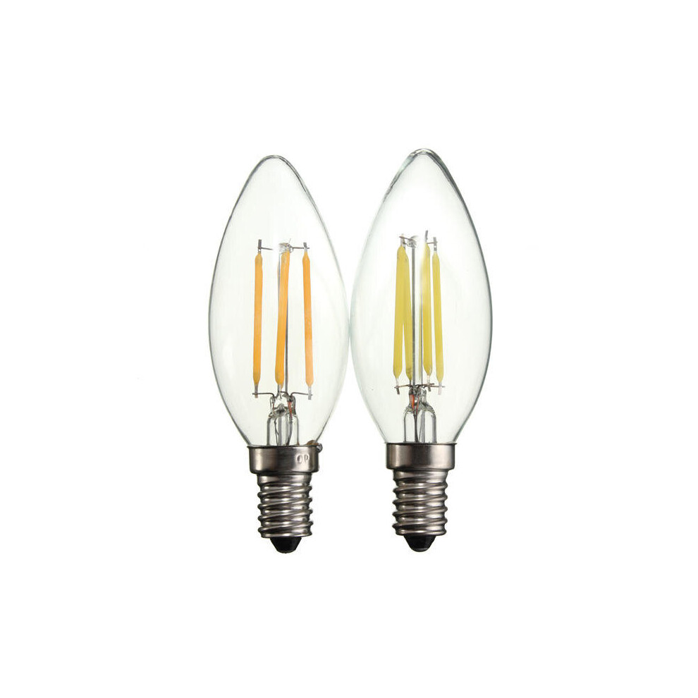 (Warm White) E14 LED Bulb 4W COB Pure White/Warm White Edison Retro Filament Candle Light Lamp AC 220V