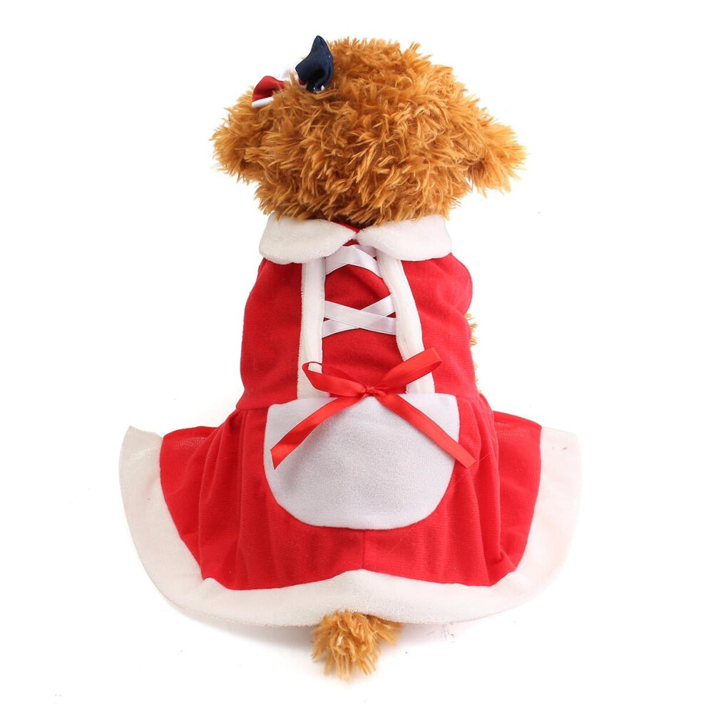 (S) Pet Puppy Dog Cat Christmas Santa Claus Dress Clothes Costume Coat Apparel Coats