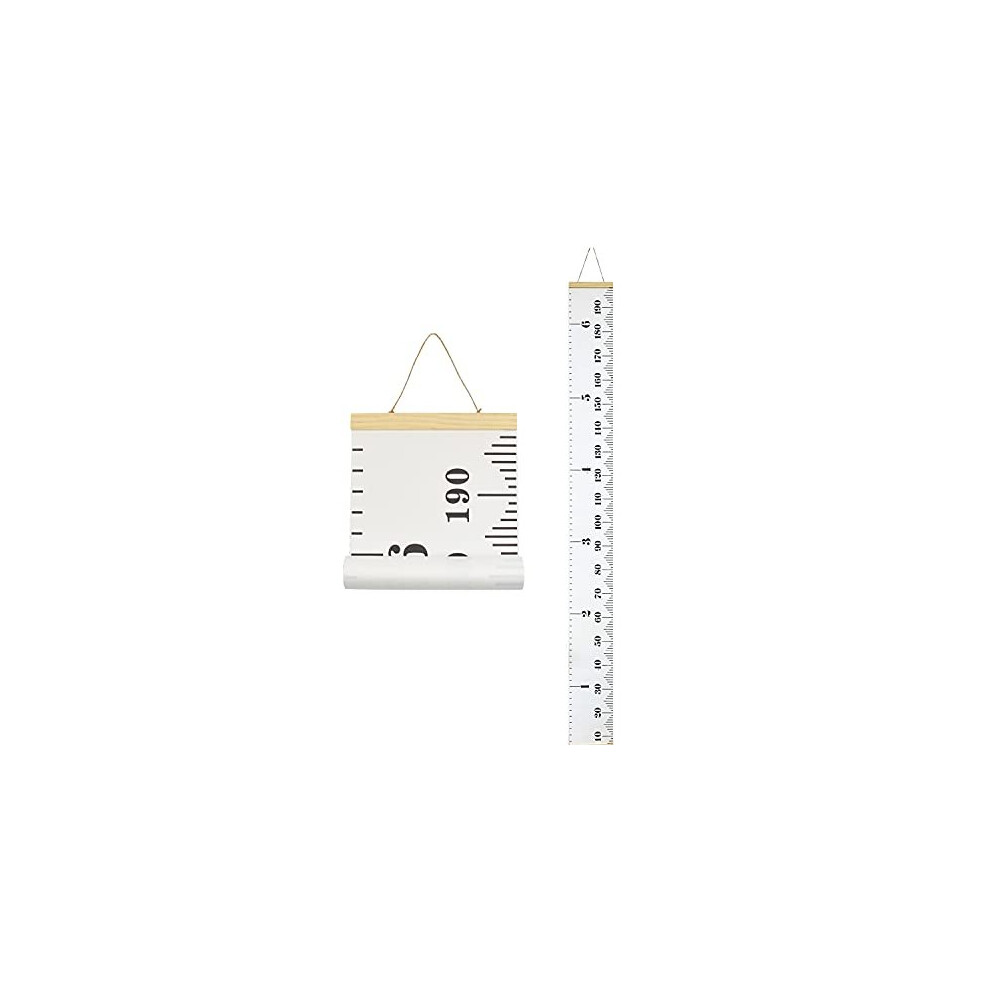 Minomia Kids Growth Chart Wood Fabric Tissu Tissu Canvas High Mesure Ruler du bebe a l'adulte pour la decoration de la chambre de l'enfant 7,9 x