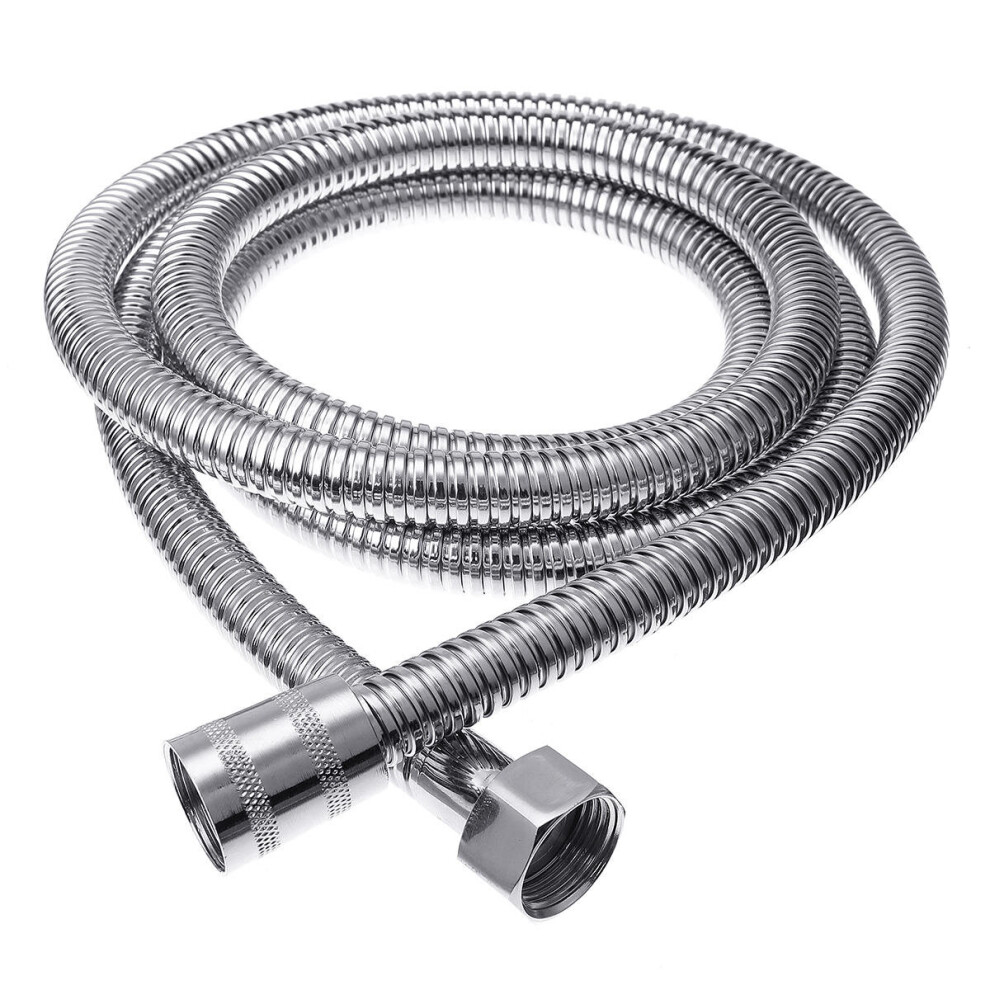 2M Extra Long Stainless Steel Bathroom Shower Hose Handheld Water Pipe Fittings Shower Head Hose Replacement G1/2 Connection w/ Double Buckles