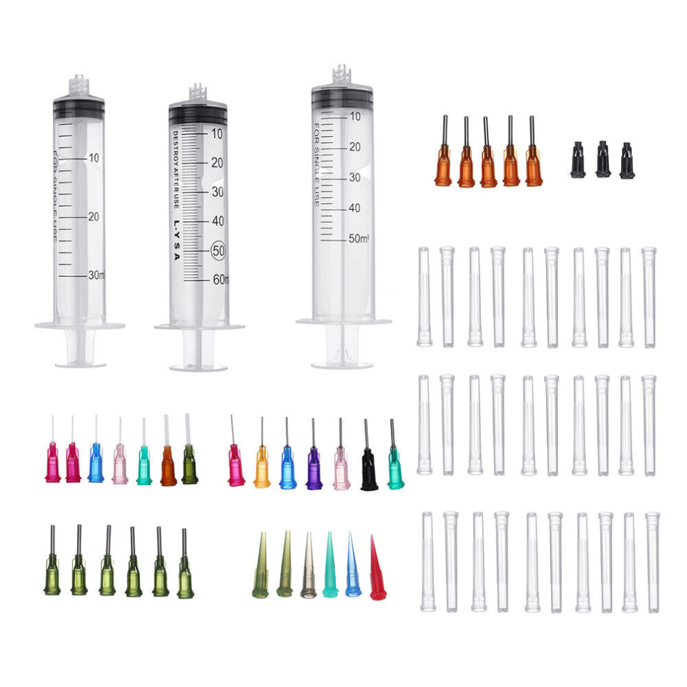 34Pcs/Set Dispensing Needle Kits Blunt Tip Syringe Needles Cap for Refilling and Measuring Liquids Industrial Glue Applicator