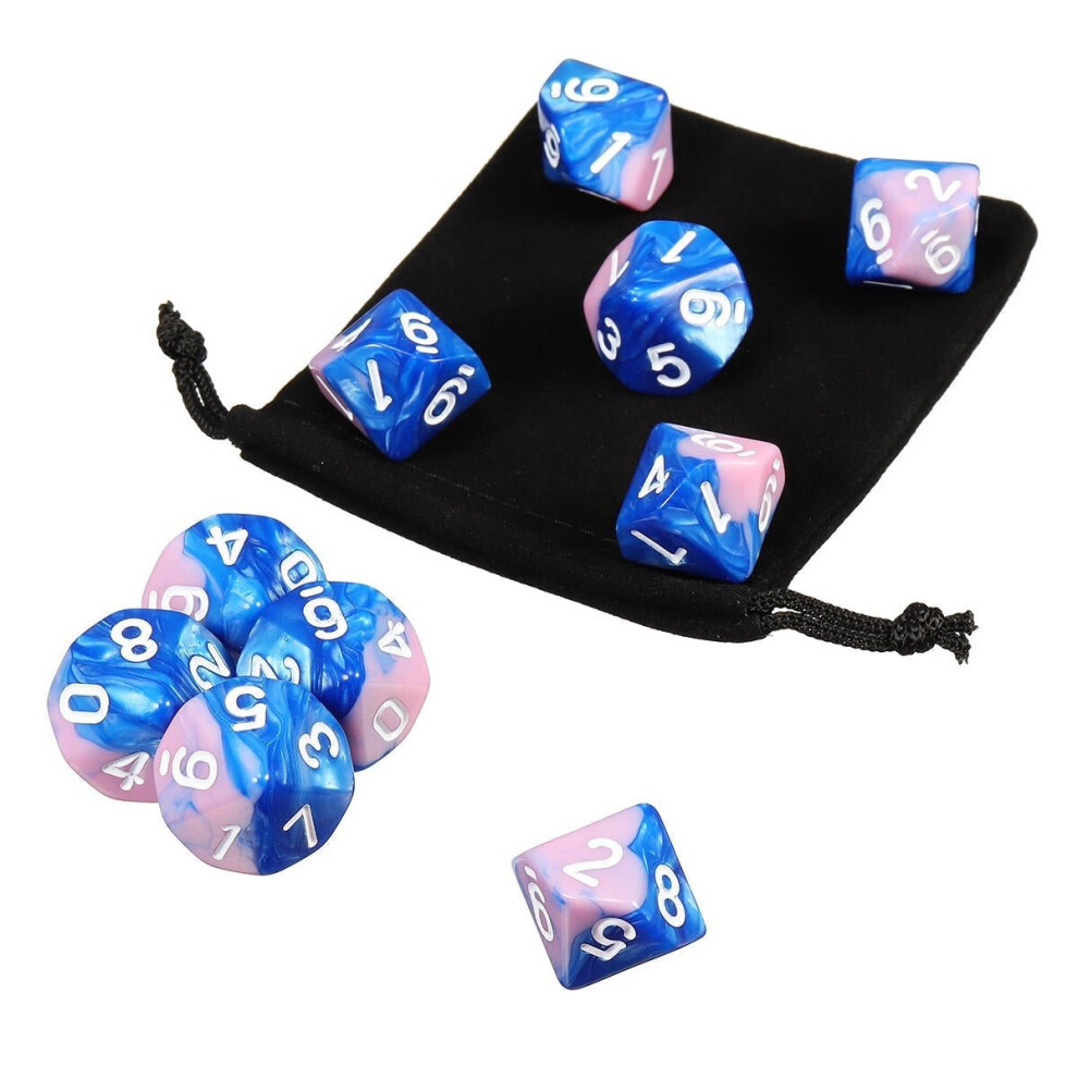 () 10pcs 10 Sided Dice D10 Polyhedral RPG Role Playing Game Dices w/ bag