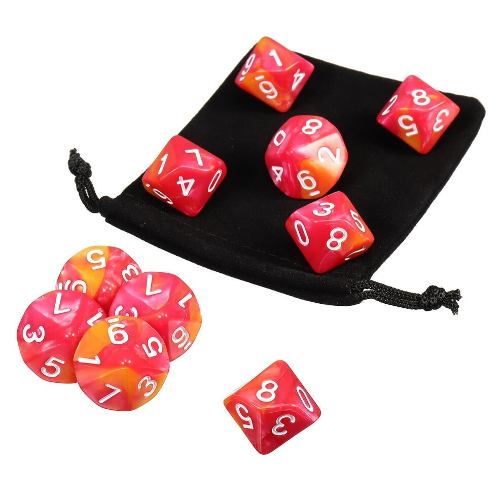 () 10pcs 10 Sided Dice D10 Polyhedral RPG Role Playing Game Dices w/ bag