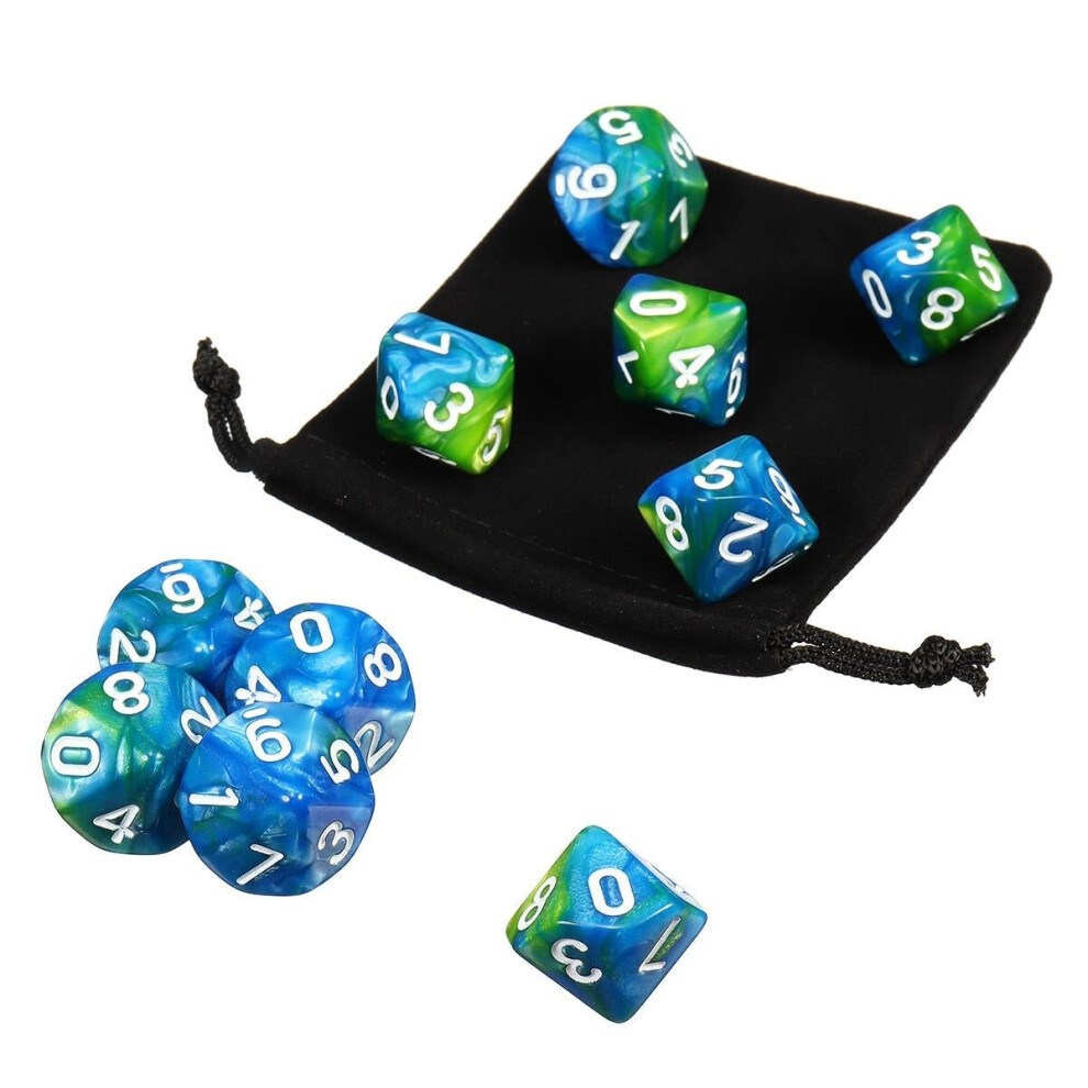 () 10pcs 10 Sided Dice D10 Polyhedral RPG Role Playing Game Dices w/ bag