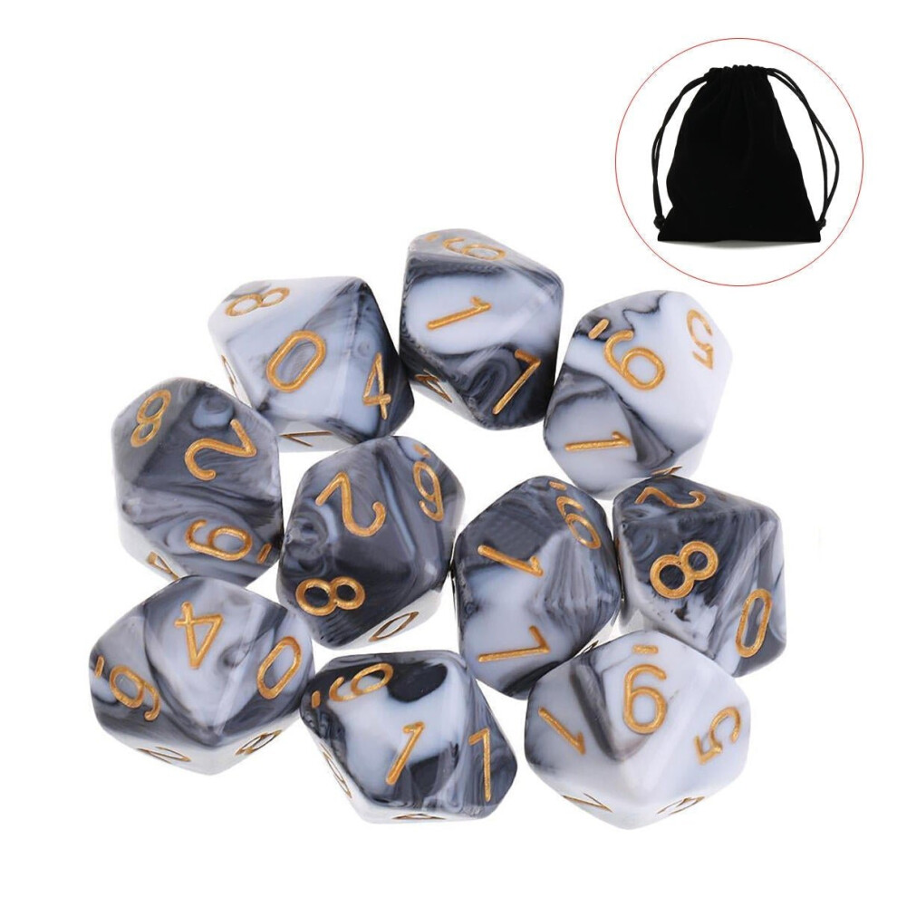 () 10pcs 10 Sided Dice D10 Polyhedral Dices Table Games EDC Gadget Playing Multisided