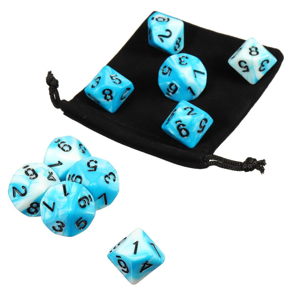 () 10pcs 10 Sided Dice D10 Polyhedral RPG Role Playing Game Dices w/ bag