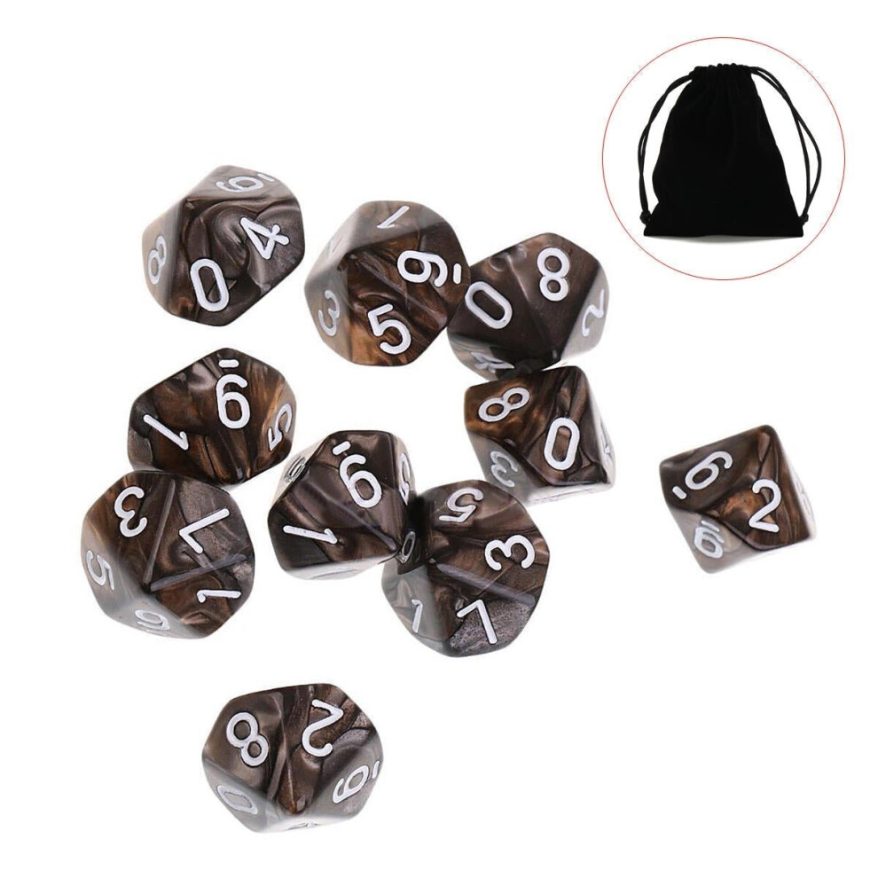 () 10pcs 10 Sided Dice D10 Polyhedral Dices Table Games EDC Gadget Playing Multisided