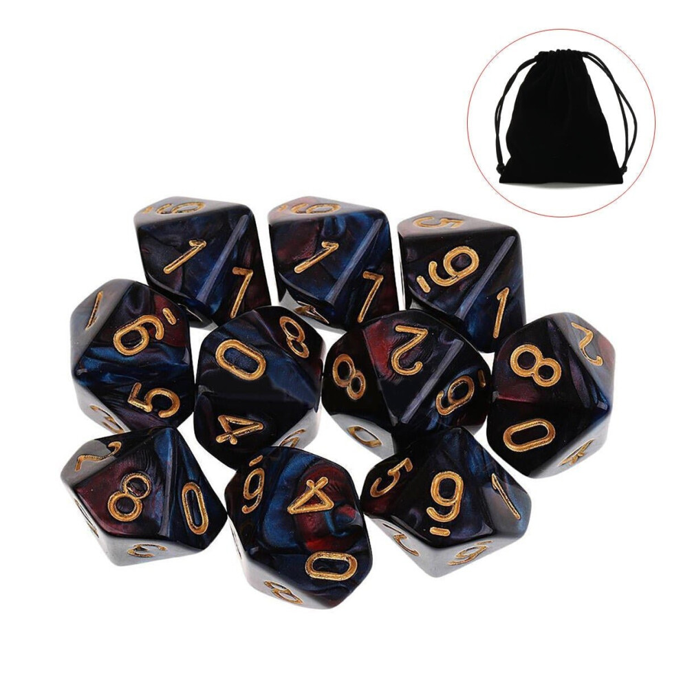 () 10pcs 10 Sided Dice D10 Polyhedral Dices Table Games EDC Gadget Playing Multisided