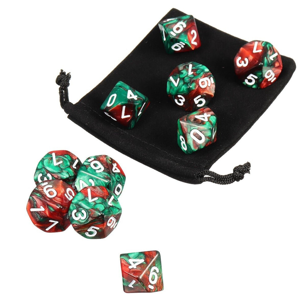 () 10pcs 10 Sided Dice D10 Polyhedral RPG Role Playing Game Dices w/ bag