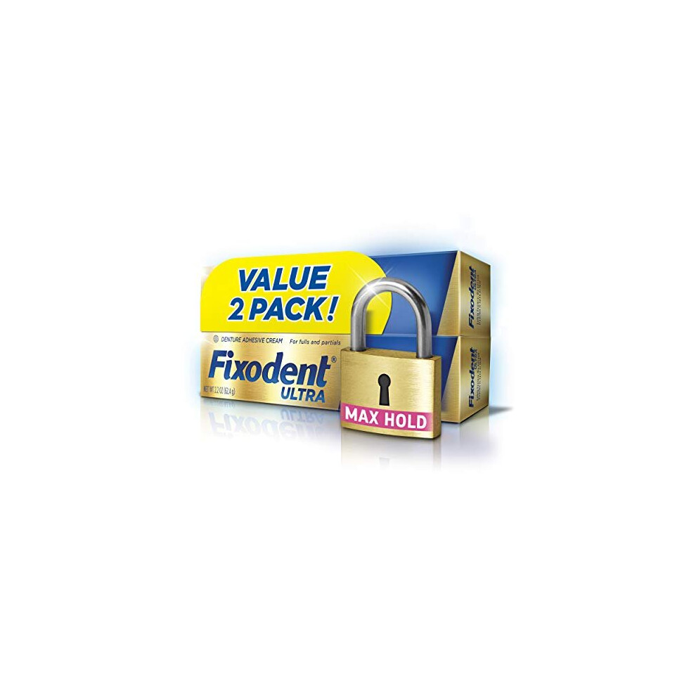 Fixodent Ultra Max Hold Denture Adhesive, 2.2 Ounce, Pack of 2