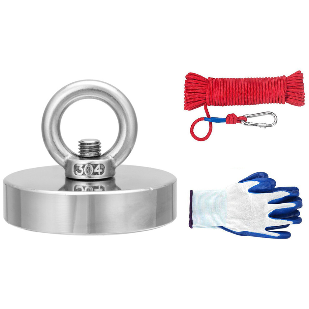 (32mm) 35-600KG Neodymium Fishing Salvage Recovery Magnet with 20M Rope and Gloves For Detecting Metal Treasure