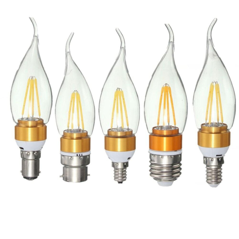 (Pure white, B15) 4W Glod Pull Tail Incandescent Candle Light Bulb Non-Dimmable 110V