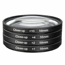 58mm Macro Close-Up Filter Kit (+1,+2,+4,+10) for 58mm Camera Lenses - 4 Filters, Ultra-Thin Glass