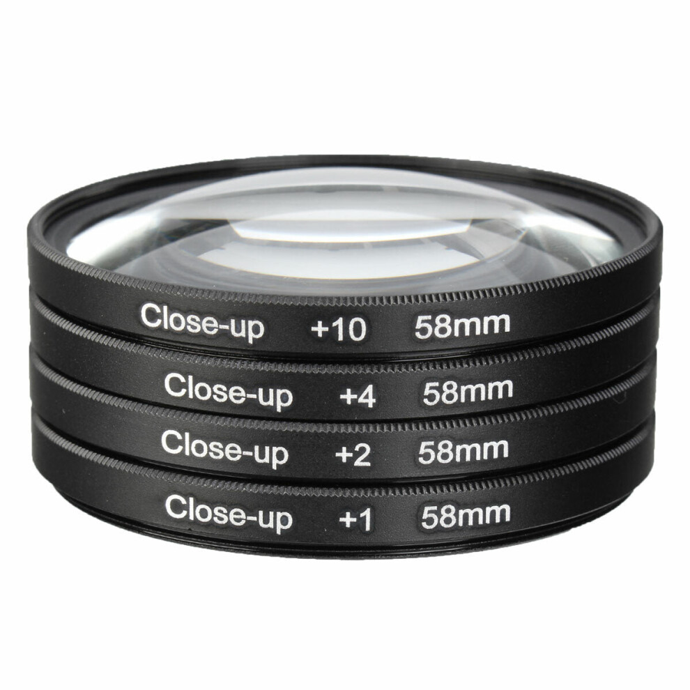 58mm Macro Close Up Filter Lens Kit +1 +2 +4 +10 for 58mm Camera Lens