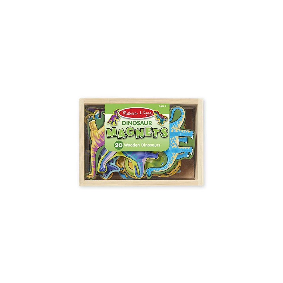 Melissa & Doug Magnetic Wooden Dinosaurs in a Wooden Storage Box (20 pcs)