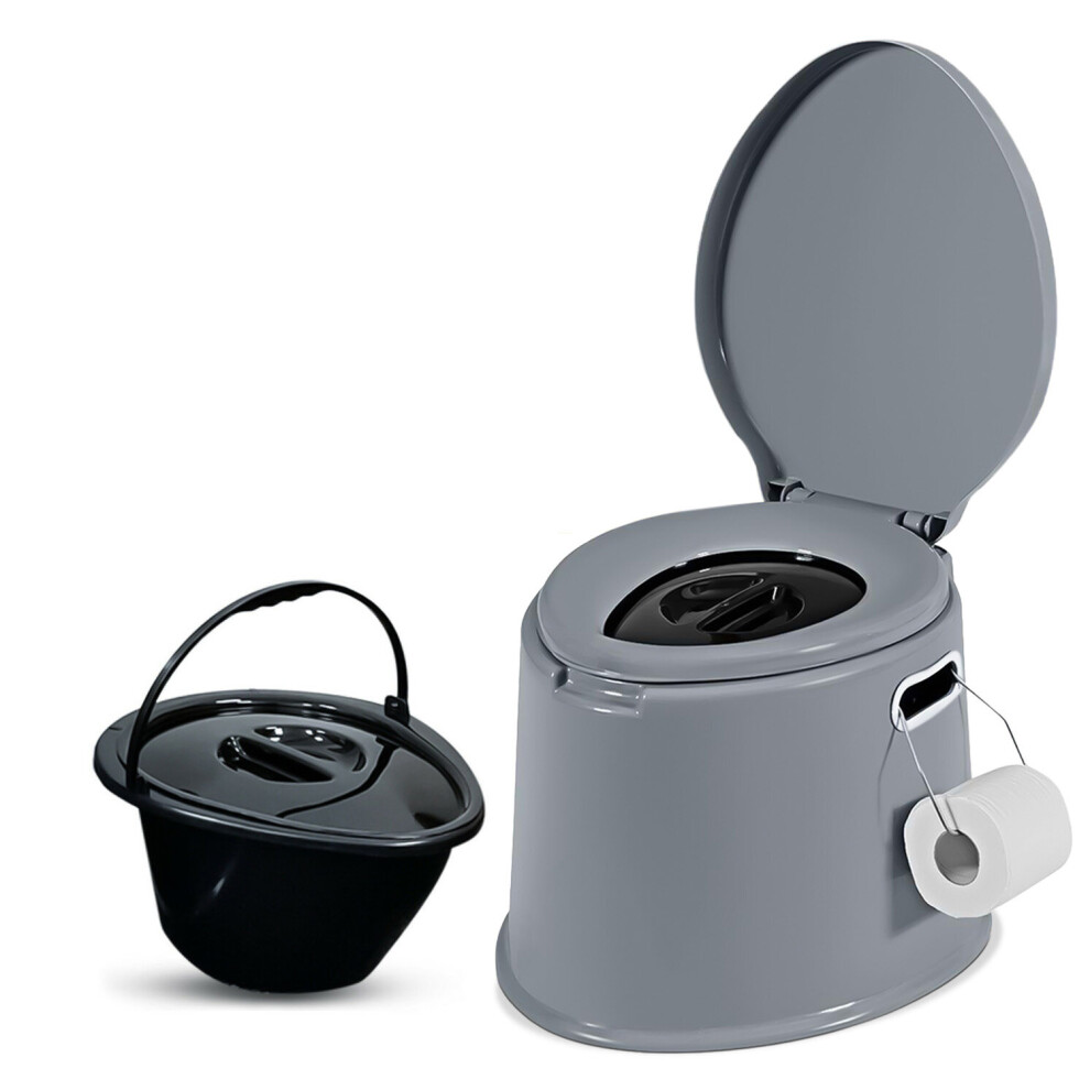 6L Large Portable Compact Toilet Potty Loo for Camping (Grey)