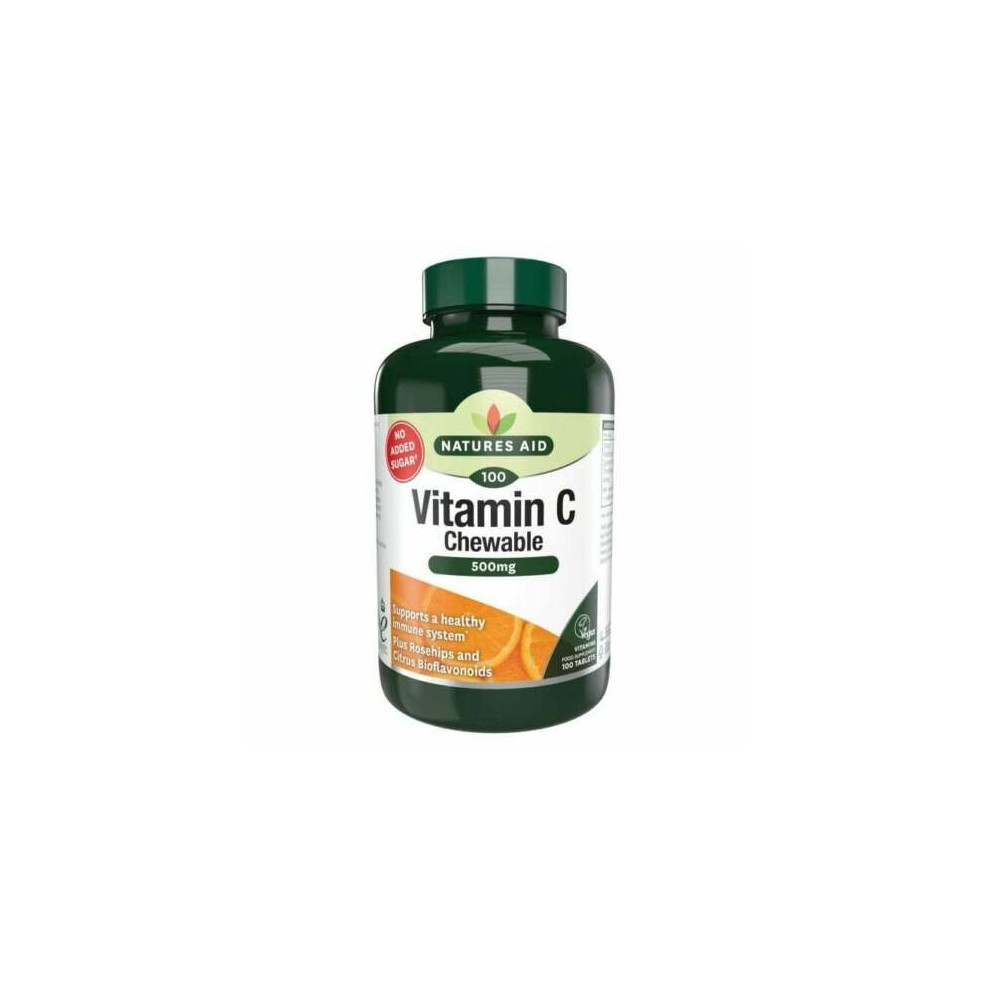 NaturesAid Vitamin C 500mg Chewable Healthy Immune System -100 Tablets