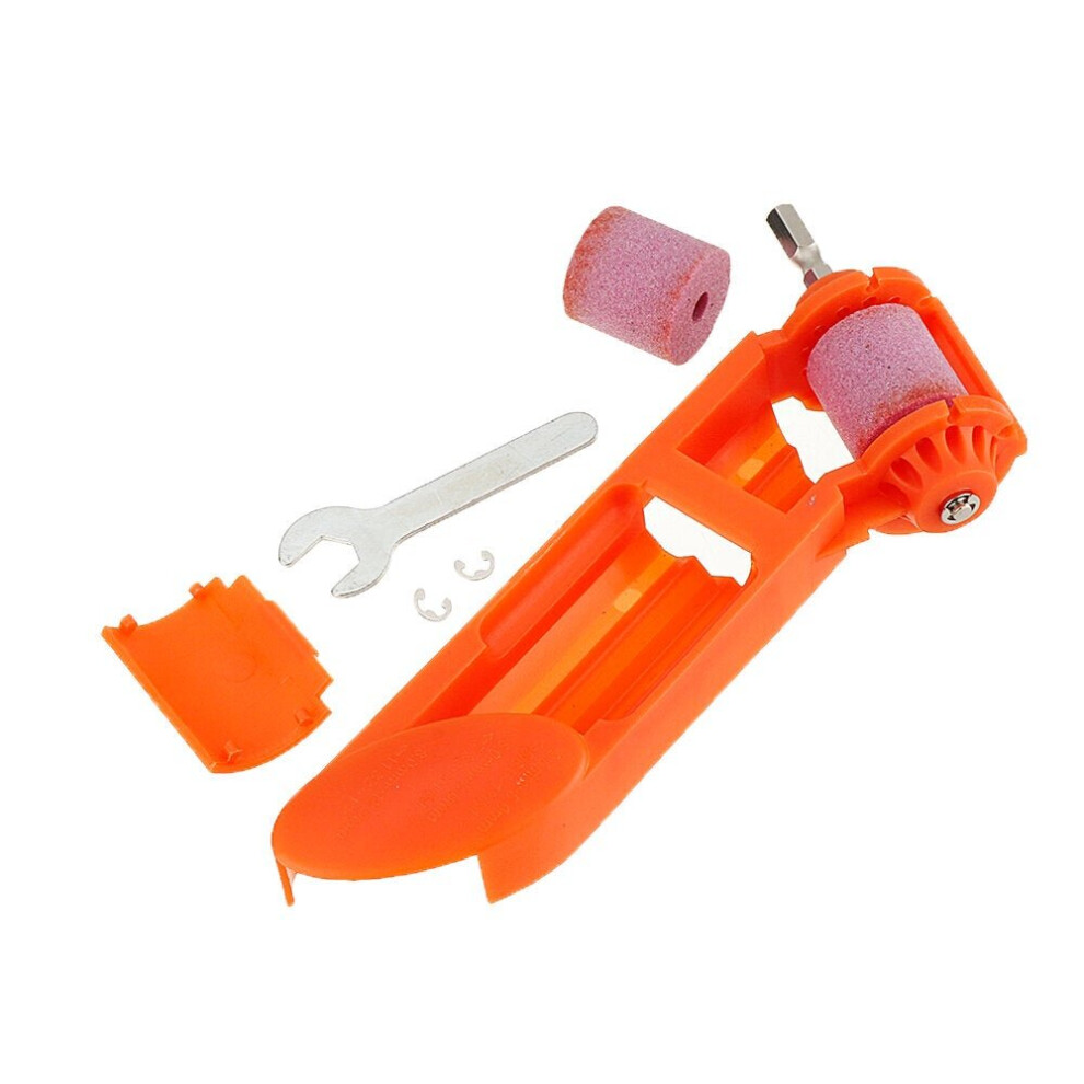 (Orange) Portable Corundum Grinding Wheel Drill Bit Sharpener For Electric Drill With Extra Stone 3654659019738