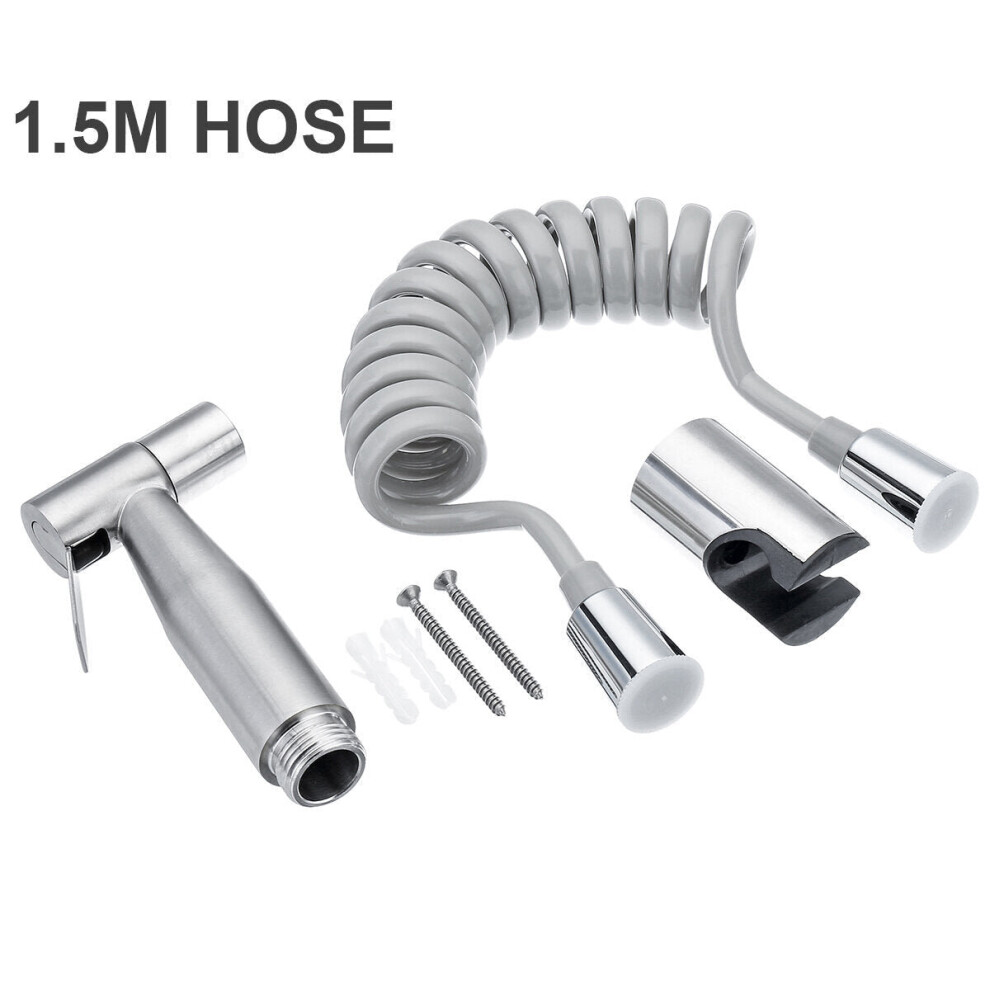 (1.5M Hose) Toilet Bidet Sprayer Stainless Steel Hand Held Shattaf Bathroom Shower Head 1.5M/2M Hose