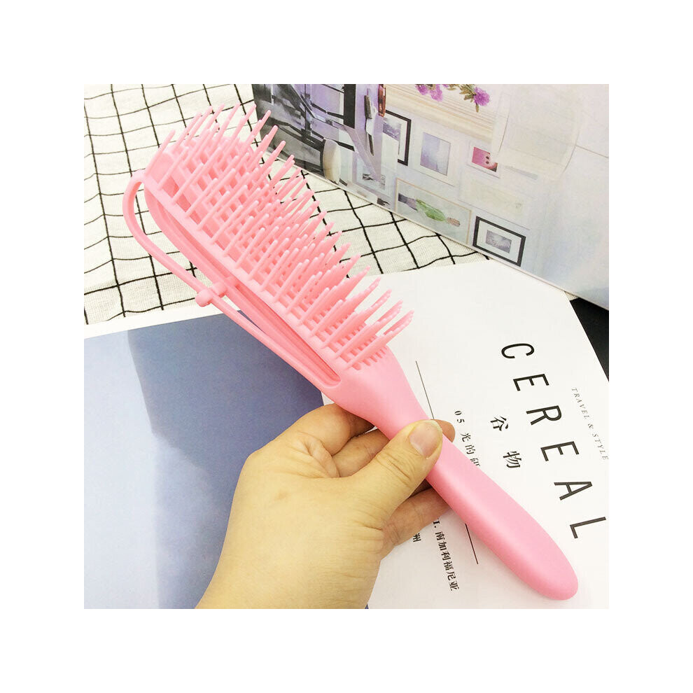 (Pink) Detangling Brush For Curly Hair Knots Easy Clean Combs Afro America/African Hair