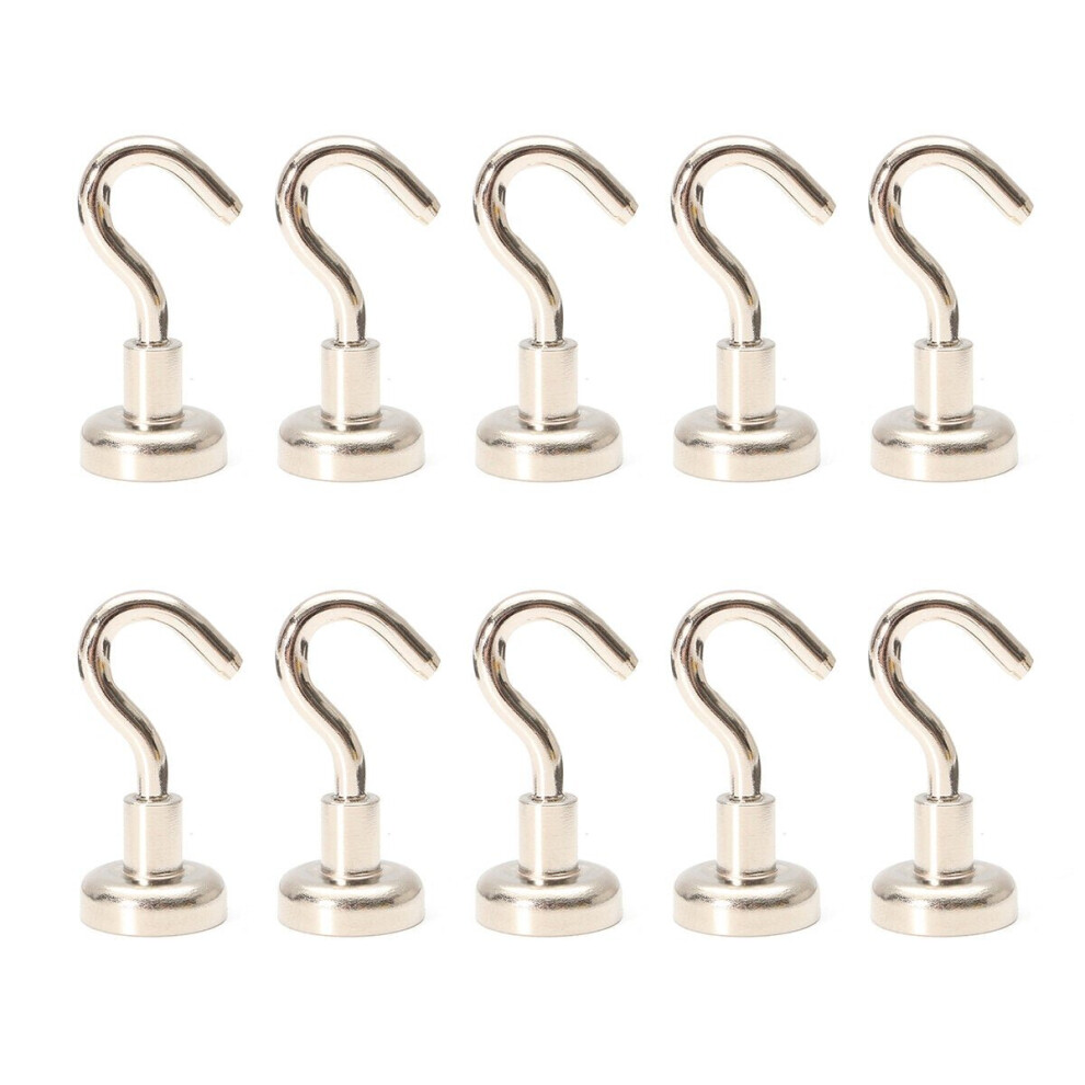 (6pcs, 25mm) 10Pcs N35 Ferrite Magnetic Hooks Neodymium Hold 12kg Strong Magnet