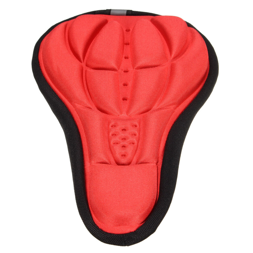 (Red) 3D GEL Bike Seat Comfort Soft Bike Saddle Bicycle Cushion Cover for MTB Road Bike