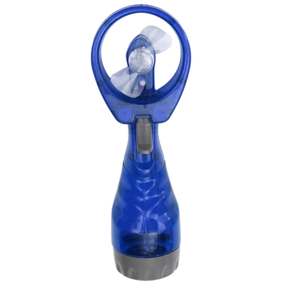 (Blue) Portable Mini Hand Held Spray Cooling Fan Water Mist Sport Beach Travel Gadget