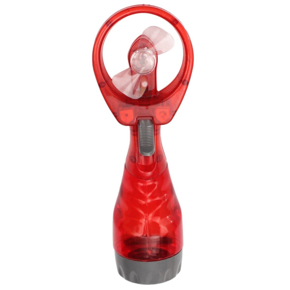 (Red) Portable Mini Hand Held Spray Cooling Fan Water Mist Sport Beach Travel Gadget