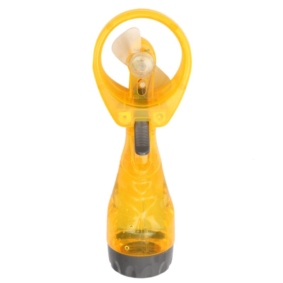 (Yellow) Portable Mini Hand Held Spray Cooling Fan Water Mist Sport Beach Travel Gadget