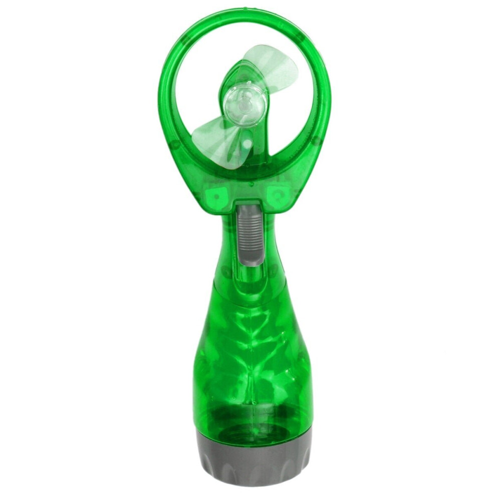 (Green) Portable Mini Hand Held Spray Cooling Fan Water Mist Sport Beach Travel Gadget