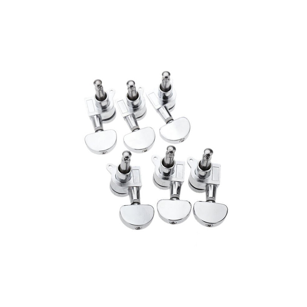 Chrome Silver Lock Guitar Tuning Pegs Tuning Heads 3R 3L For Electric Acoustic Guitar